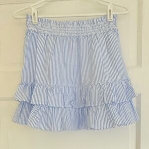 J Crew Crewcuts Blue Seersucker Tiered Frill Skirt (16Y)